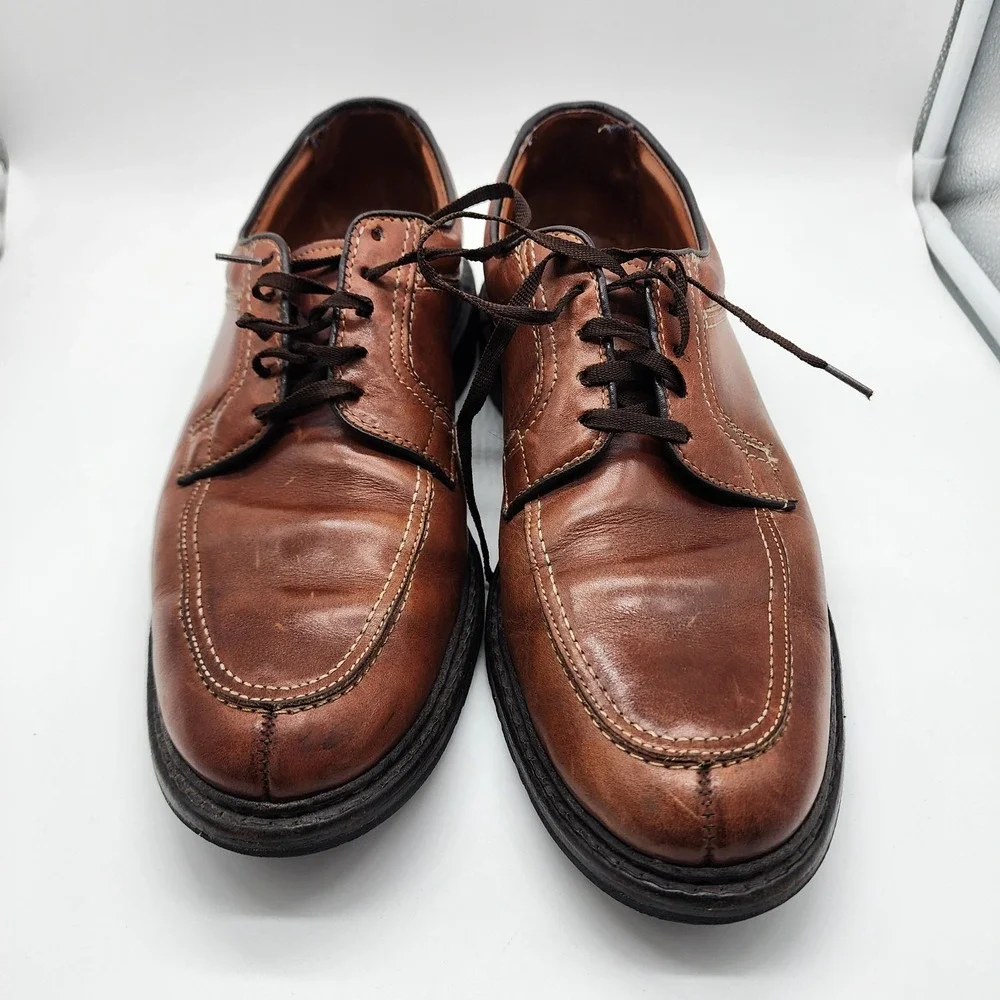 Allen Edmonds Wilbert Brown Leather Apron Toe Dress Shoes Men 12B USA Rubber Sol